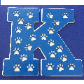 Blue K with cheetah paw background